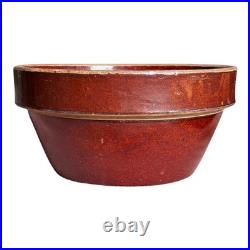 Antique Yellowware Red Brown Rockingham Glaze Mixing Bowl Martha Stewart Prop