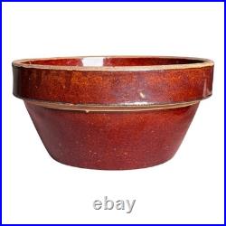 Antique Yellowware Red Brown Rockingham Glaze Mixing Bowl Martha Stewart Prop