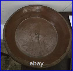 Antique Yellowware Redware 15 Large Milk Pan Glazed Earthenware Dough Bowl