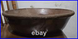 Antique Yellowware Redware 15 Large Milk Pan Glazed Earthenware Dough Bowl