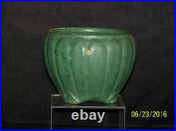 Antique Zanesville Cucumber Glaze Ribbed Vase/Bowl Arts & Crafts Mission Era