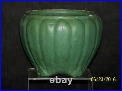 Antique Zanesville Cucumber Glaze Ribbed Vase/Bowl Arts & Crafts Mission Era