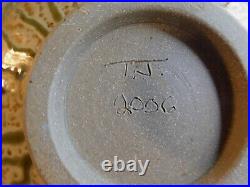 Art Pottery Bowl Signed Tj 2006 Really Stunningbrown, Gray, Purple Pattern/col