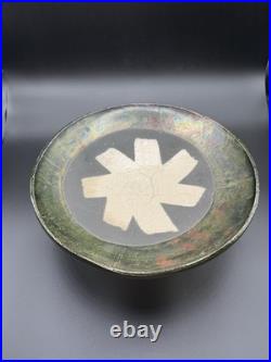 Art Pottery Signed M. S. Vintage Clay Pottery Glazed Fruit Bowl Beautiful