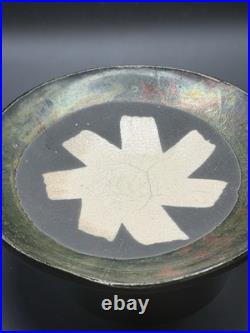 Art Pottery Signed M. S. Vintage Clay Pottery Glazed Fruit Bowl Beautiful