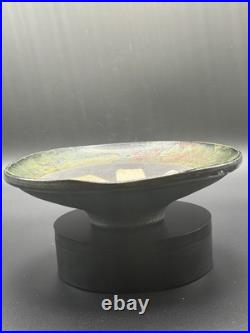 Art Pottery Signed M. S. Vintage Clay Pottery Glazed Fruit Bowl Beautiful