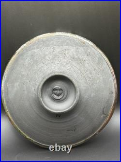 Art Pottery Signed M. S. Vintage Clay Pottery Glazed Fruit Bowl Beautiful