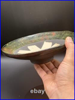 Art Pottery Signed M. S. Vintage Clay Pottery Glazed Fruit Bowl Beautiful