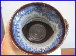 Artist signed Walter Anderson glazed Pottery bowl applied handle 5 x 2 3/4'