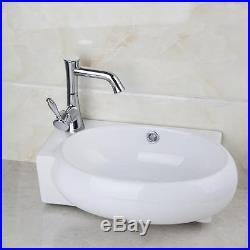 Artistic White Ceramic Vintage Bathroom Bowl Vessel Wash Sink&Swivel Faucet der7