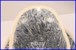 Atelier Bernard French Glazed Faience Aptware Blue Marbleized Bowl & Underplate