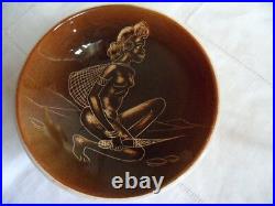 Australian Antique Vintage Ceramic Pottery Old Wall Plate Dish Aboriginal Woman