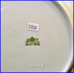 Austria AP Adolf Persch Set of 9 Coupe Soup Bowls 1902-1910 Pink Rose Garlands