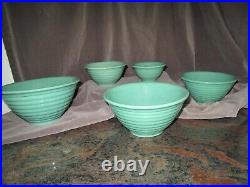 BAUER POTTERY Vintage 1930s Art Moderne Ringware Nesting Mixing Bowl Set of 5