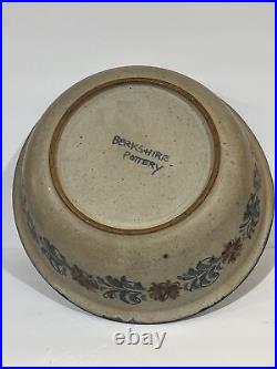 BERKSHIRE POTTERY STONEWARE Large Floral Serving Bowl 15 D Hand Painted Signed