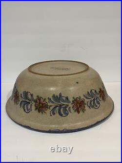 BERKSHIRE POTTERY STONEWARE Large Floral Serving Bowl 15 D Hand Painted Signed