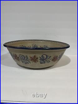 BERKSHIRE POTTERY STONEWARE Large Floral Serving Bowl 15 D Hand Painted Signed
