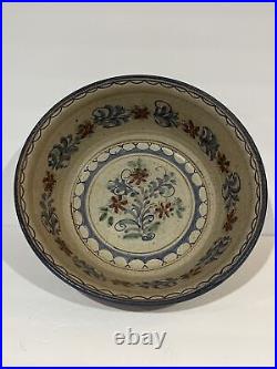 BERKSHIRE POTTERY STONEWARE Large Floral Serving Bowl 15 D Hand Painted Signed