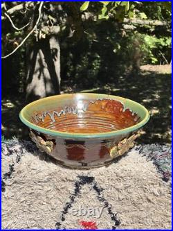 BIG Bowl Signed NC Studio Pottery Bowl King's Seagrove Drip Glazed Stoneware