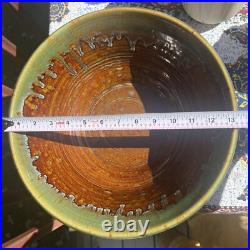 BIG Bowl Signed NC Studio Pottery Bowl King's Seagrove Drip Glazed Stoneware