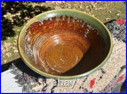 BIG Bowl Signed NC Studio Pottery Bowl King's Seagrove Drip Glazed Stoneware