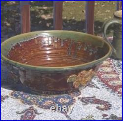 BIG Bowl Signed NC Studio Pottery Bowl King's Seagrove Drip Glazed Stoneware