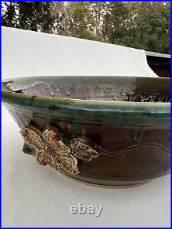 BIG Bowl Signed NC Studio Pottery Bowl King's Seagrove Drip Glazed Stoneware