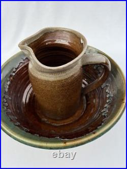 BIG Bowl Signed NC Studio Pottery Bowl King's Seagrove Drip Glazed Stoneware