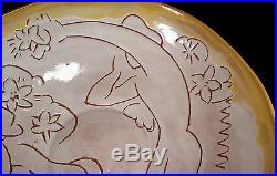 Big Vintage Mary E Erckenbrack California Studio Art Pottery Bowl Sgraffito 14