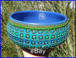 BITOSSI blue bowl aldo londi vtg italian pottery mid century modern table art