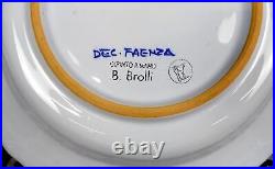 B. Brolli For Biordi Italy Pottery Blue Carnation 2Pc Vintage 9.5 Pasta Bowls