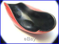 Barsony Era Black Red Aust. Pottery Bowl Signed Retro Vintage 1950's Kitsch