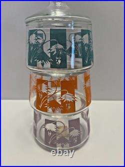 Bartlett Collins Vintage Pagoda Stack Set Stacked Glass Unused With Original Box