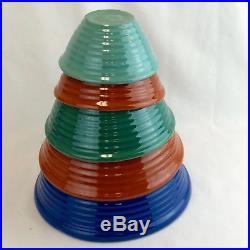 Bauer Vintage 40s Ringware Nesting Mixing Bowls Complete Set of 5 Cobalt Blue