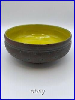 Beautiful Russell Wrankle Dimpled & Textured Pottery Bowl, Multi-Colored, Rare
