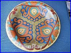 Beautiful Vintage Hand Painted Gouda Pottery Bowl