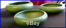 Beautiful Vintage Roseville Pottery Matte Green Bowls, Set of 3