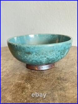 Ben Owen III Blue Flambe Small Oriental Trinket Bowl 2H x 4.5W Signed 1990