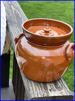 Ben Owen Master Potter Tobacco Spit Large Bean Pot 7H x 7.5W 1960-1972