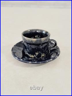 Bennington Pottery Lot Blue Agate Glaze Crocks, Mugs, Pouring Bowl, Cup & Saucer
