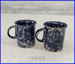 Bennington Pottery Lot Blue Agate Glaze Crocks, Mugs, Pouring Bowl, Cup & Saucer