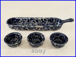 Bennington Pottery Lot Blue Agate Glaze Crocks, Mugs, Pouring Bowl, Cup & Saucer