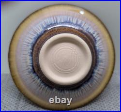 Bill Campbell Art Pottery Vintage Chip Dip Dish Bowl Set Blue Spiral 11 1/2