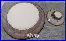 Bill Campbell Art Pottery Vintage Chip Dip Dish Bowl Set Blue Spiral 11 1/2