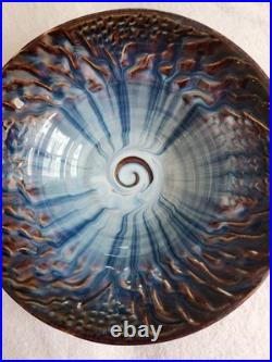 Bill Campbell Signed Art Pottery Glaze Spiral Bowl/Centerpiece Earth Wind & fire
