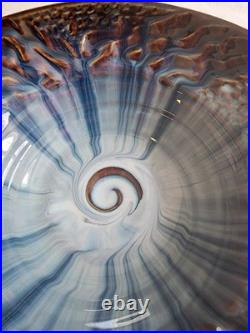 Bill Campbell Signed Art Pottery Glaze Spiral Bowl/Centerpiece Earth Wind & fire