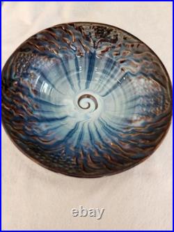 Bill Campbell Signed Art Pottery Glaze Spiral Bowl/Centerpiece Earth Wind & fire