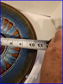 Bill Campbell Vintage Art Pottery Spiral Infinity Swirl Drip Glaze 10 Bowl