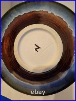 Bill Campbell Vintage Art Pottery Spiral Infinity Swirl Drip Glaze 10 Bowl