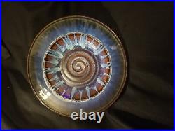 Bill Campbell Vintage Art Pottery Spiral Infinity Swirl Drip Glaze 11 Bowl